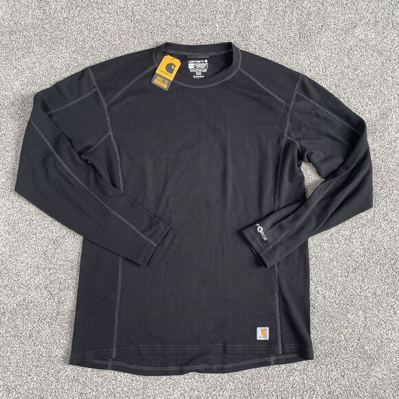 Carhartt Force Mens Midweight Waffle Base Layer Thermal Shirt Black Size XL NEW - Picture 2 of 11